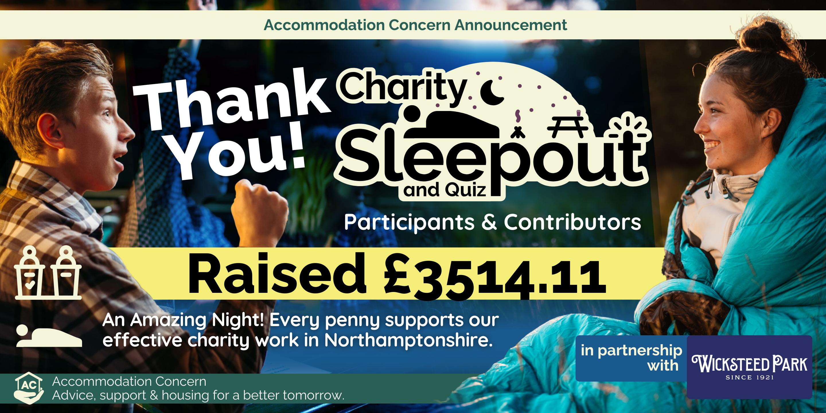 Accommodation Concern's Quiz and Sleepout total