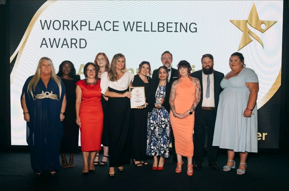AC colleagues celebrating the Workplace Wellbeing Award at the Northamptonshire Business Awards 2026