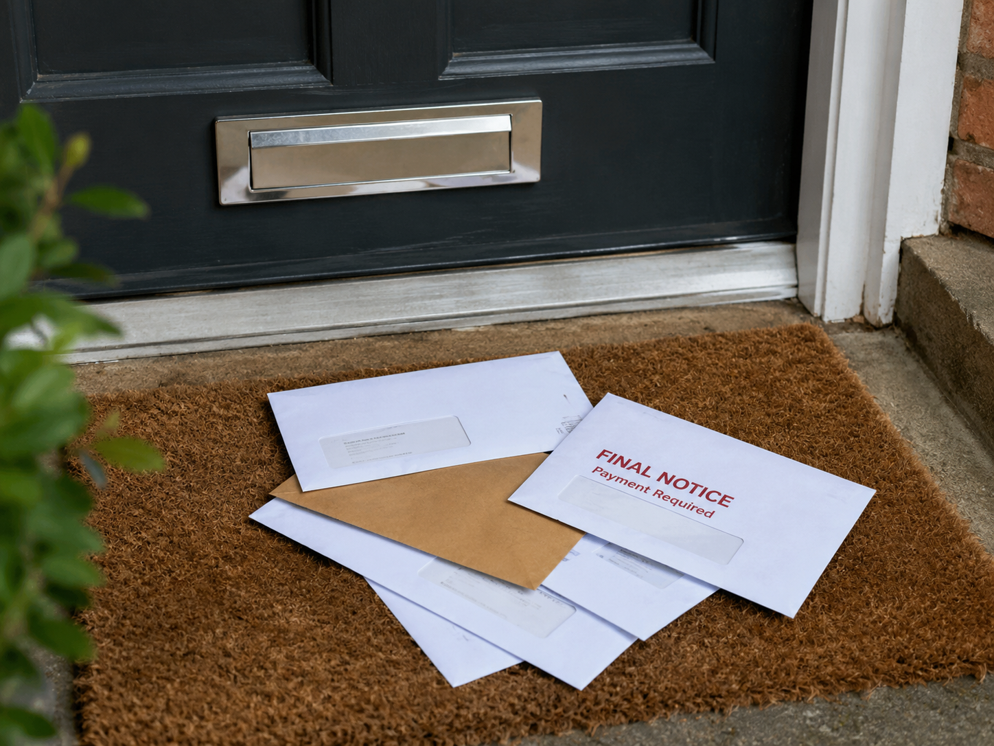 Letters and debt paperwork being sorted at home