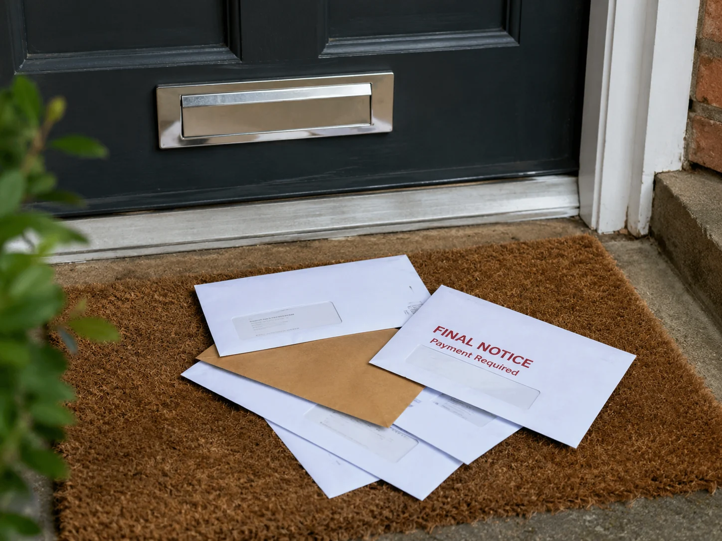 Letters and debt paperwork being sorted at home